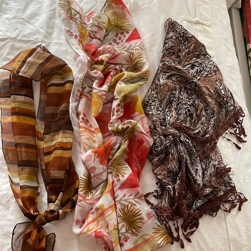 Bundle of brown tone scarves